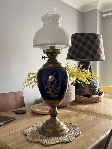 Vintage duplex oil lamp brass - oil,
